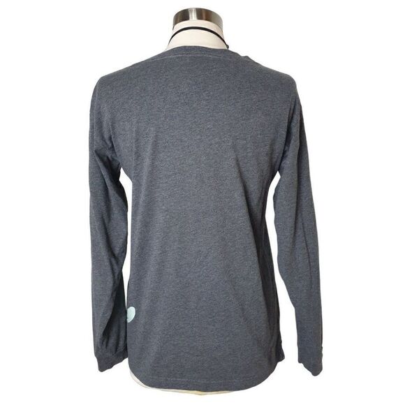 Victoria's Secret PINK Long Sleeve Oversized Top V-Neck Mint Logo Grey Top XS - Picture 2 of 7